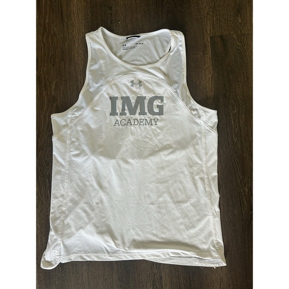 WOMENS UNDER ARMOUR IMG ACADEMY White Athletic GAME TIME TANK TOP Medium - Picture 1 of 6